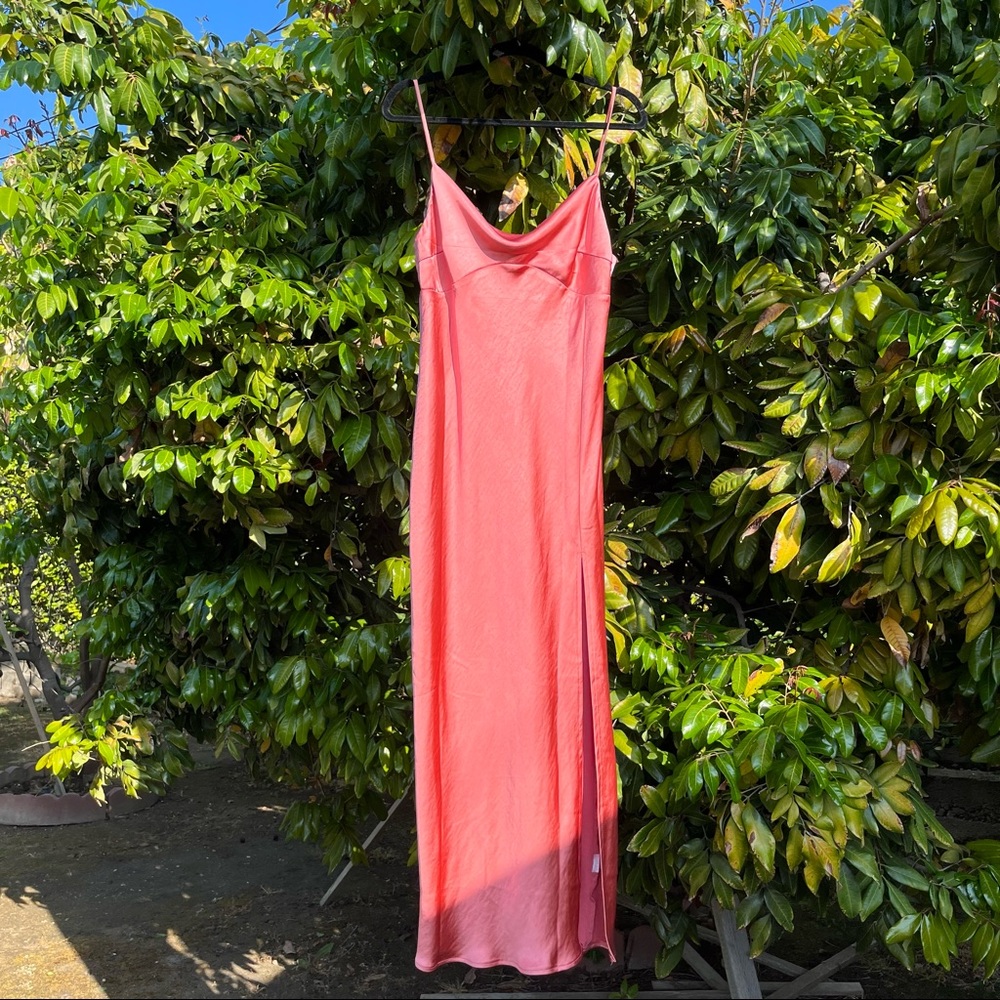 Petal + Pup pink satin slip sleeveless maxi dress